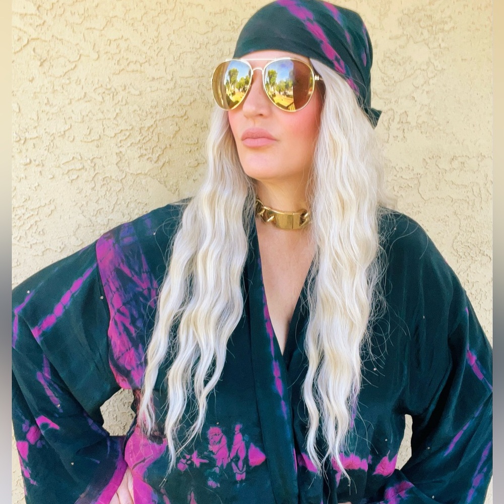 BLACK CHAI LUXURY SILK KIMONO SET
